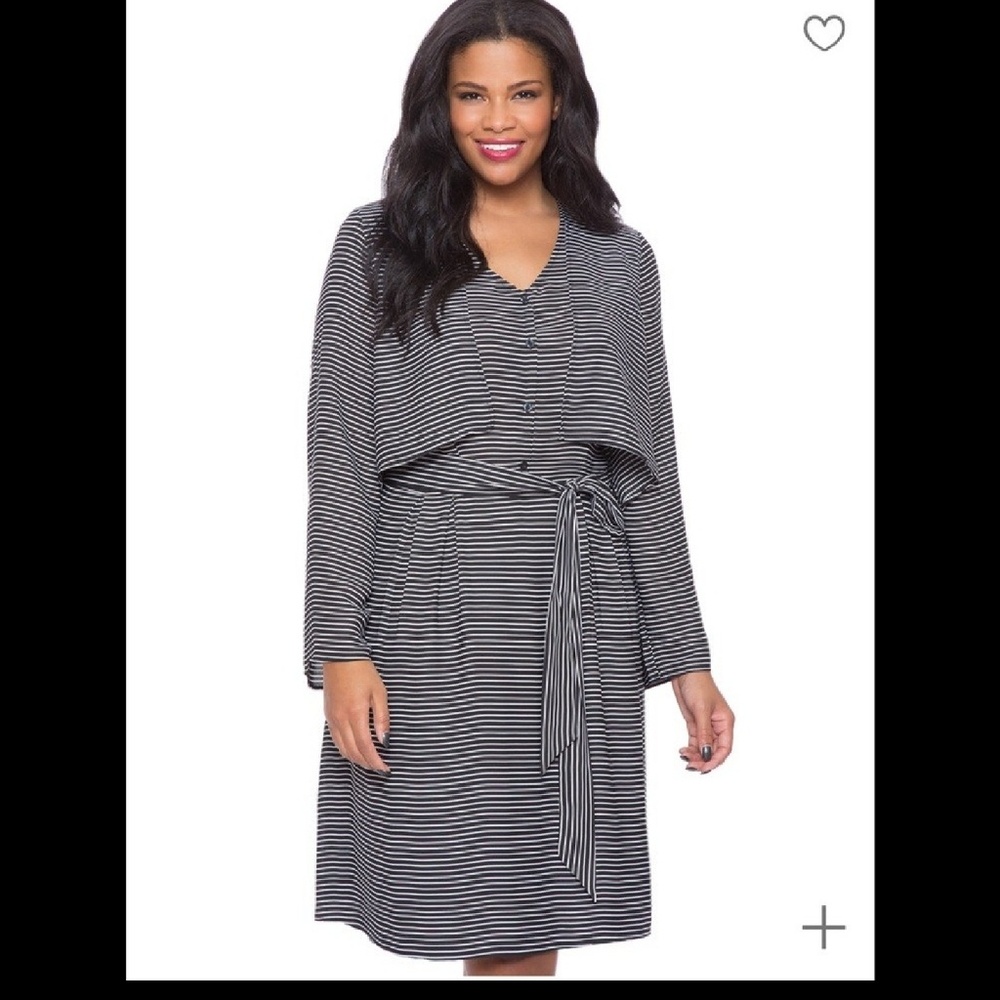 Eloquii striped dress with capelet